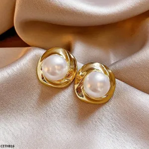 18K Gold Pearl Tops Pair