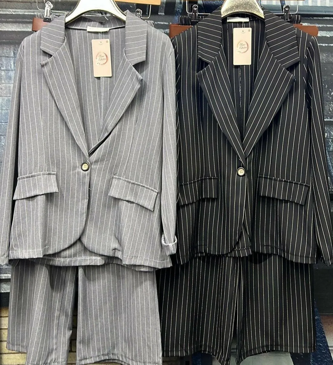 (3P. Pack) Pinstripe Three-Piece Suit Set