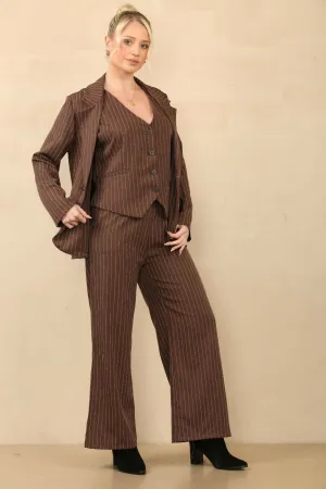 (3P. Pack) Pinstripe Three-Piece Suit Set