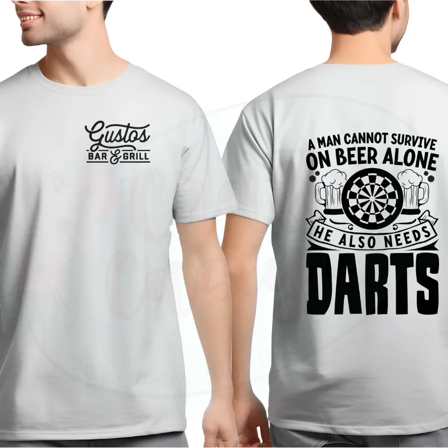 A Man Can't Survive On Beer Alone He Also Needs Darts Tee's