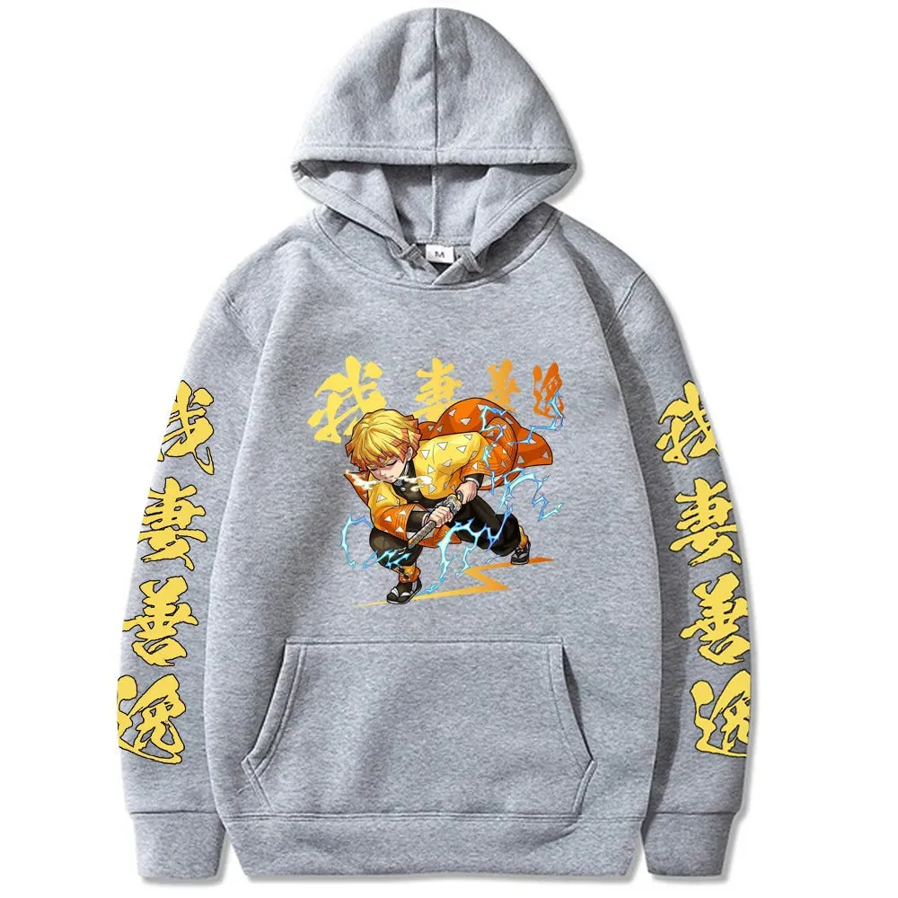 Anime Demon Slayer Hoodies Kamado Agatsuma Zenitsu Printed Y2k Plus Size