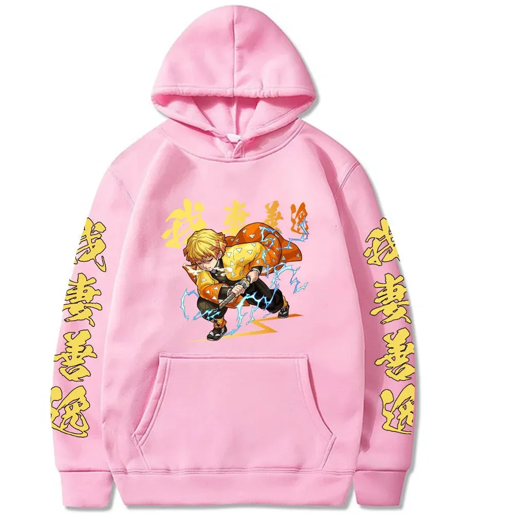 Anime Demon Slayer Hoodies Kamado Agatsuma Zenitsu Printed Y2k Plus Size