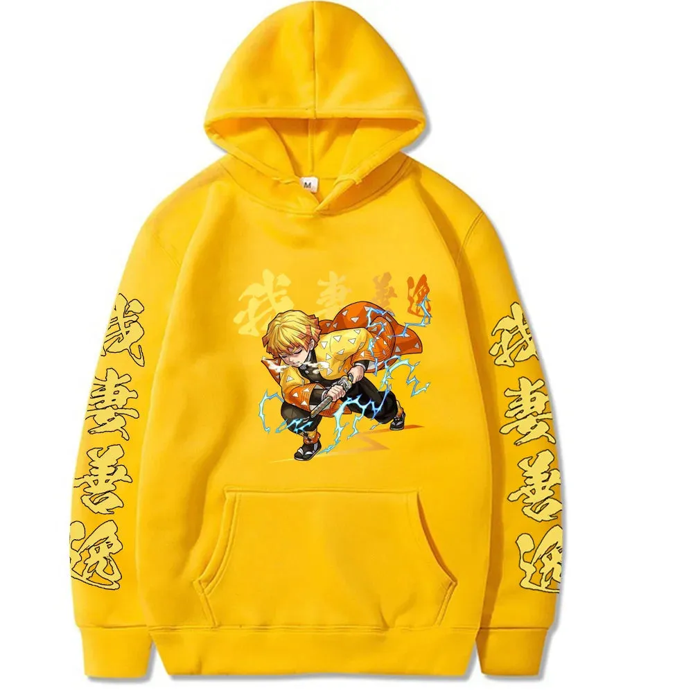 Anime Demon Slayer Hoodies Kamado Agatsuma Zenitsu Printed Y2k Plus Size