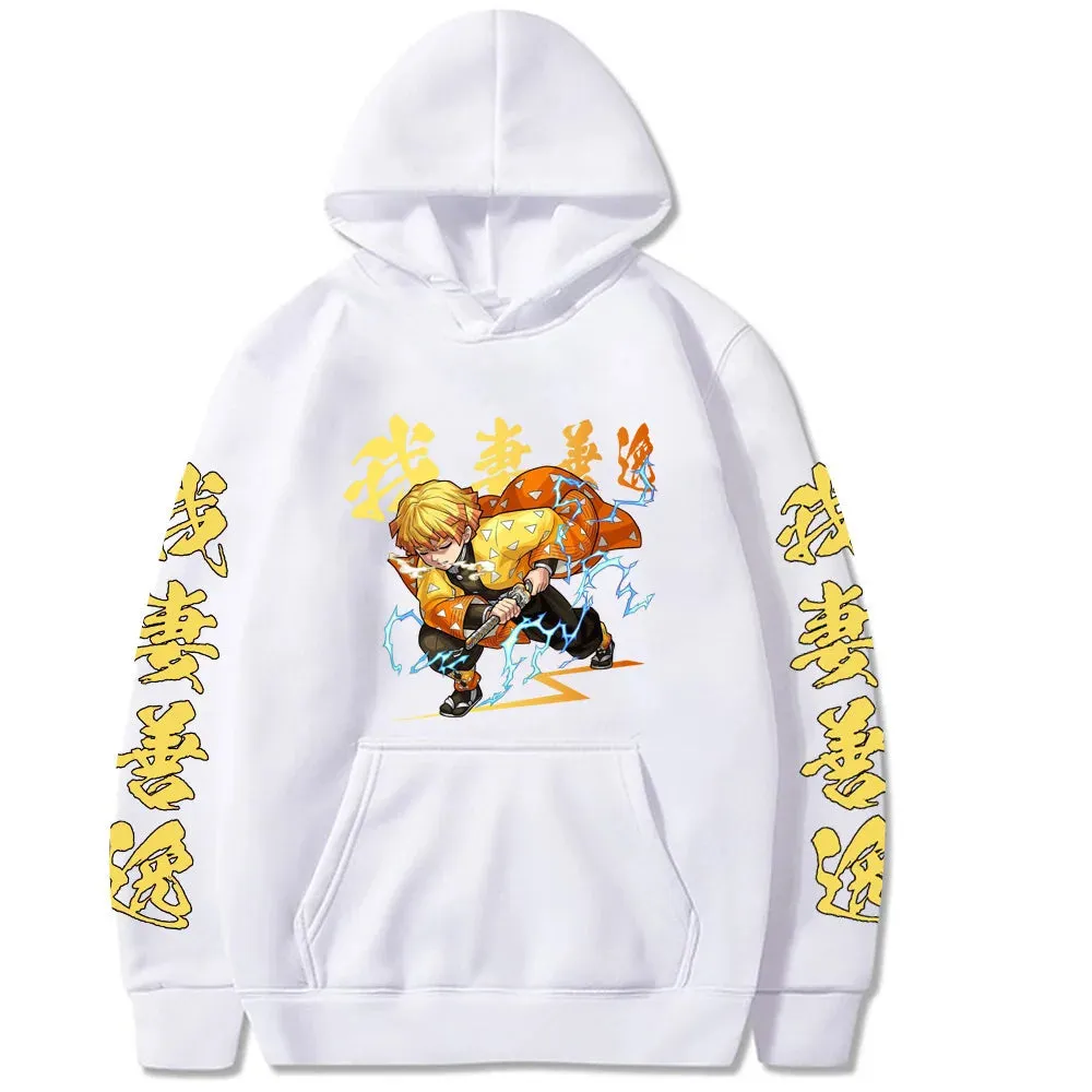 Anime Demon Slayer Hoodies Kamado Agatsuma Zenitsu Printed Y2k Plus Size