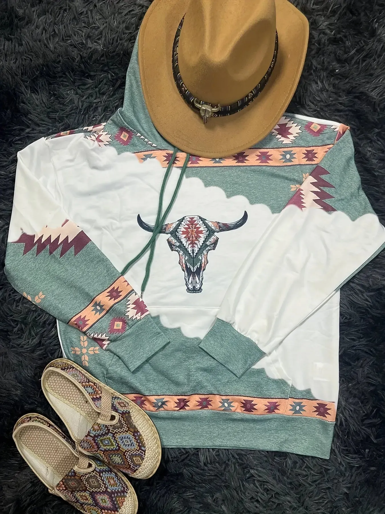 Aztec Chic Geometric Hoodie with Cozy Pockets