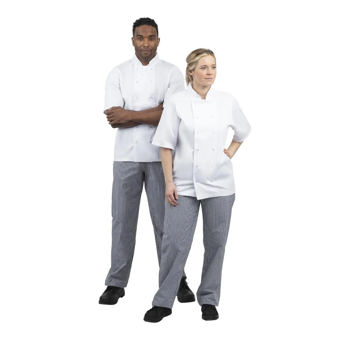 B311-M Whites Unisex Vegas Chefs Trousers Small Blue and White Check M