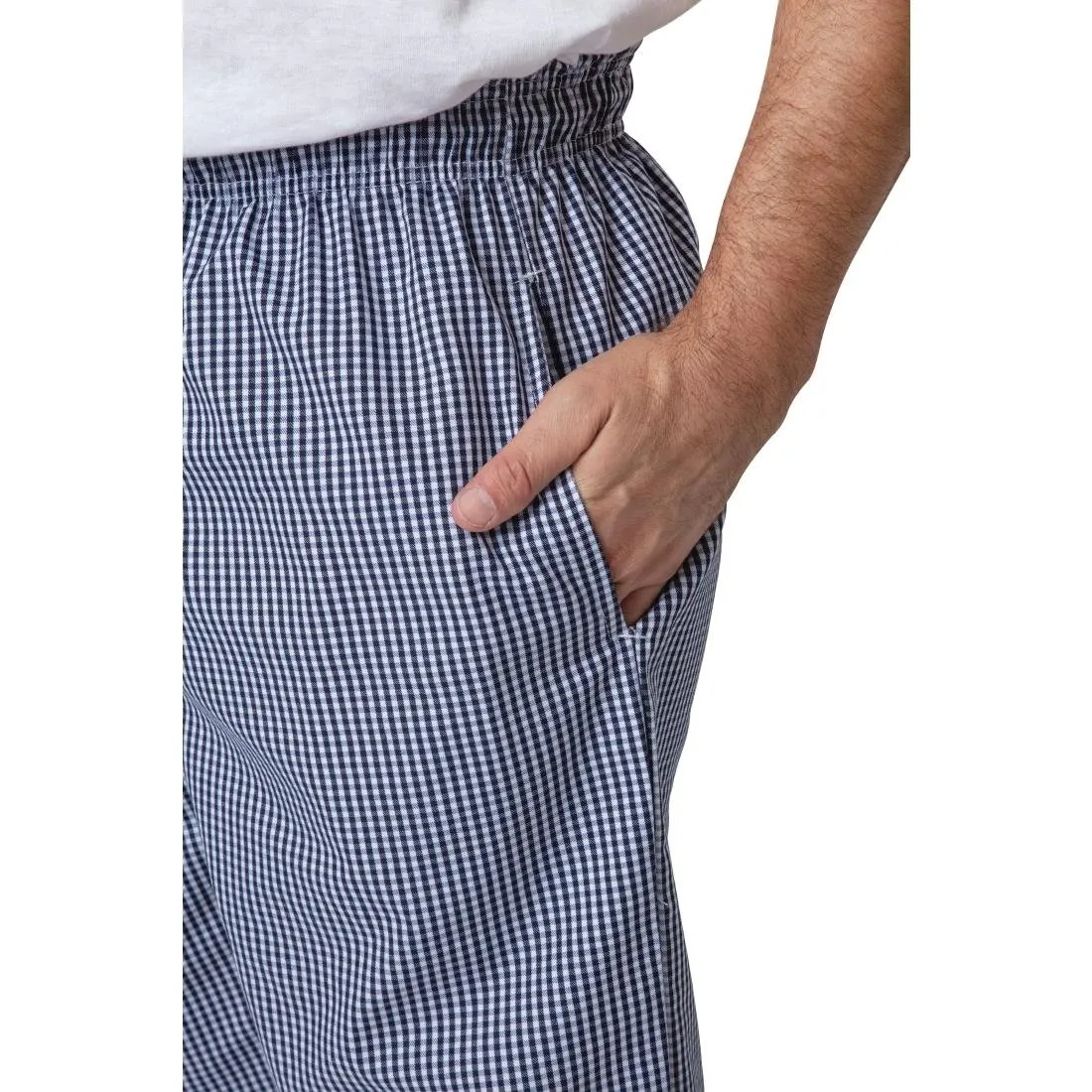 B311-M Whites Unisex Vegas Chefs Trousers Small Blue and White Check M
