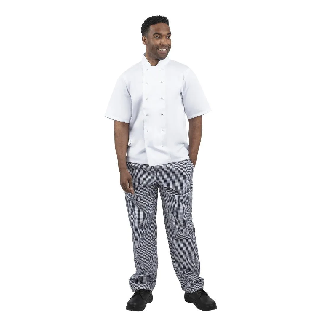 B311-M Whites Unisex Vegas Chefs Trousers Small Blue and White Check M