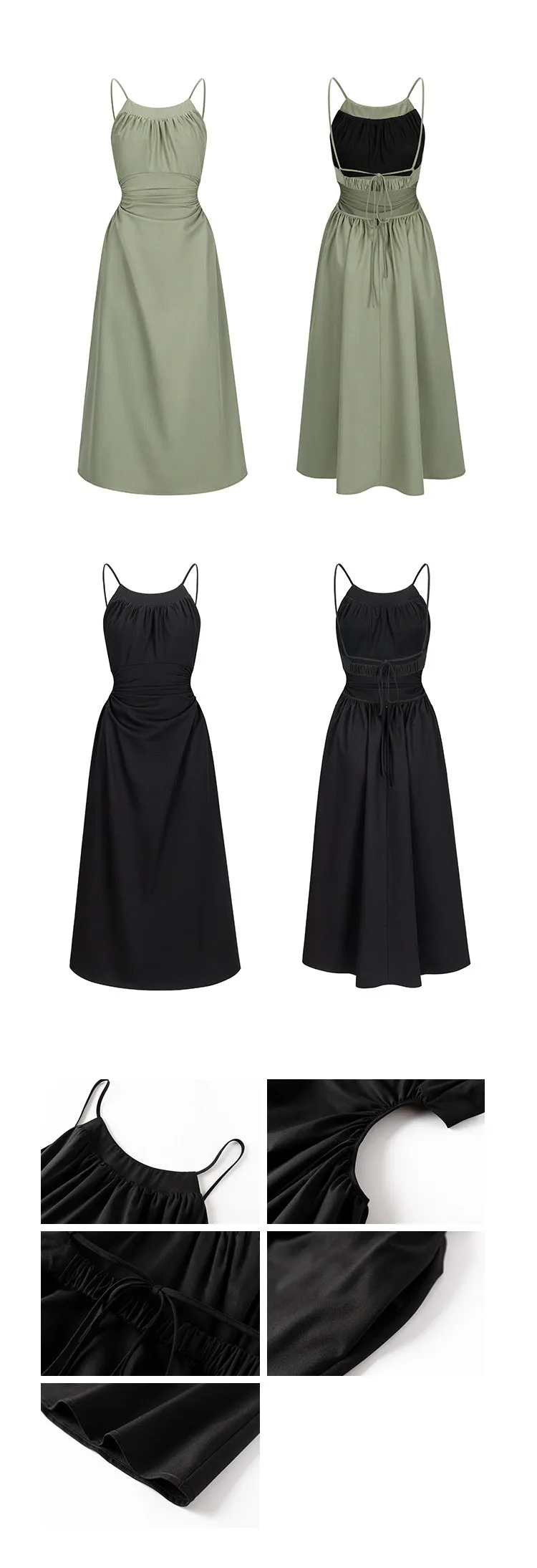 Backless Wool Dress with Waistless Suspender Design & Elegant Silhouette