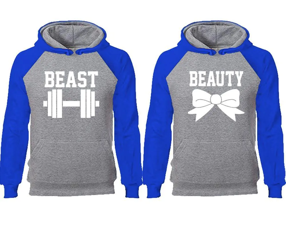 Beast & Beauty Couple Matching Raglan Hoodies – Comfortable Unisex Pullover | Sold Separately in Sizes & Colors