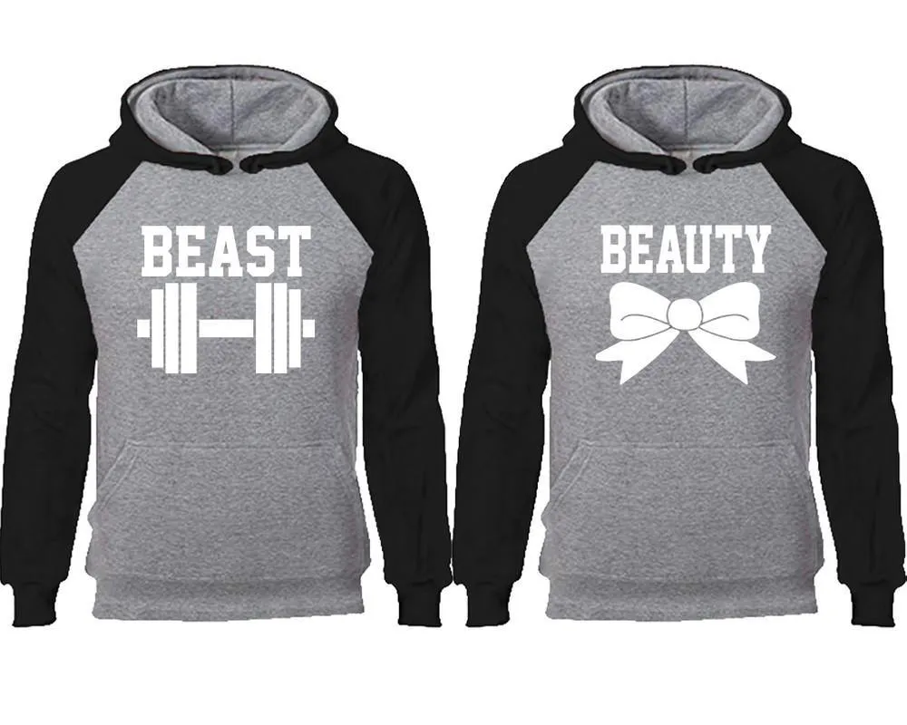 Beast & Beauty Couple Matching Raglan Hoodies – Comfortable Unisex Pullover | Sold Separately in Sizes & Colors
