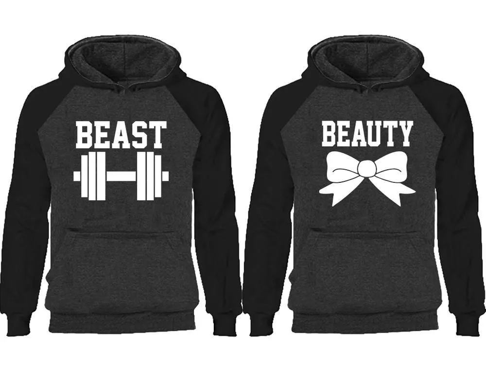 Beast & Beauty Couple Matching Raglan Hoodies – Comfortable Unisex Pullover | Sold Separately in Sizes & Colors
