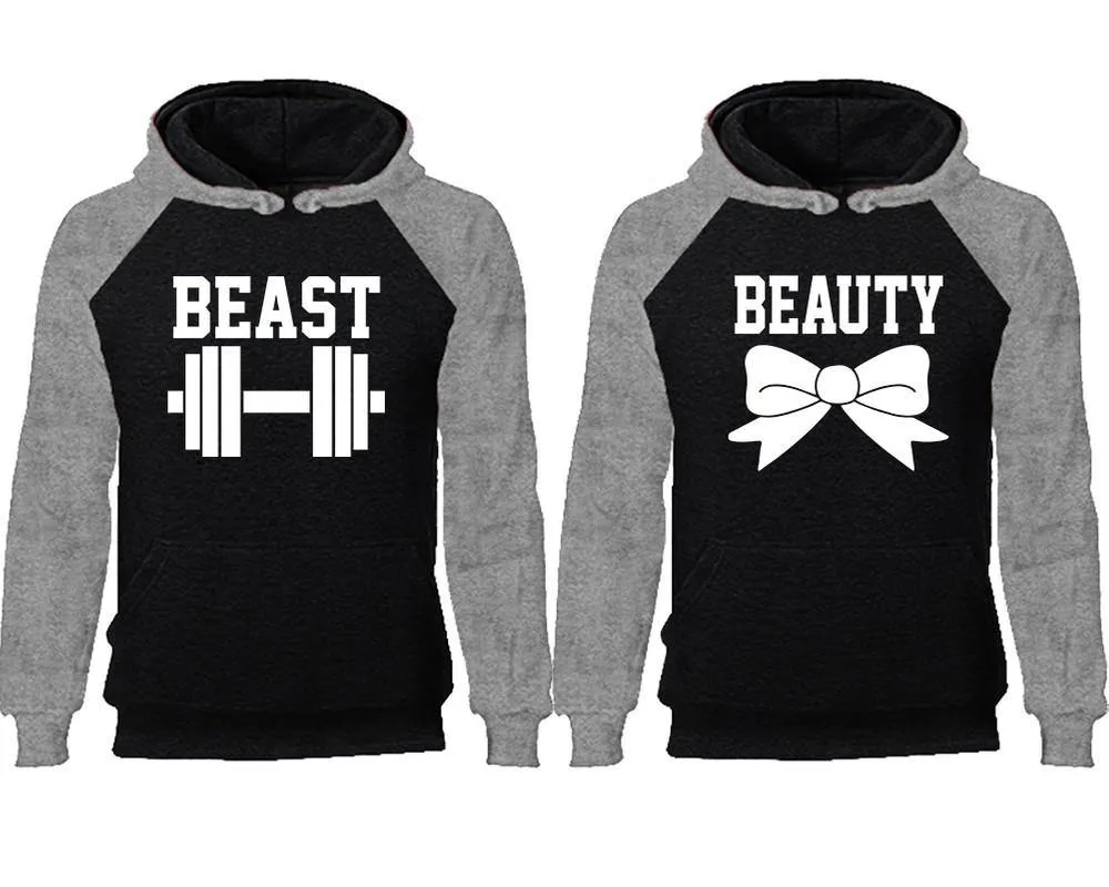 Beast & Beauty Couple Matching Raglan Hoodies – Comfortable Unisex Pullover | Sold Separately in Sizes & Colors