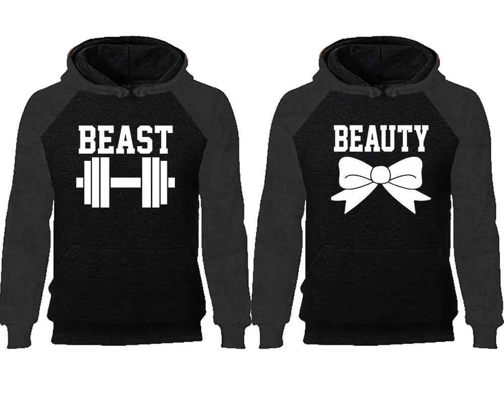 Beast & Beauty Couple Matching Raglan Hoodies – Comfortable Unisex Pullover | Sold Separately in Sizes & Colors