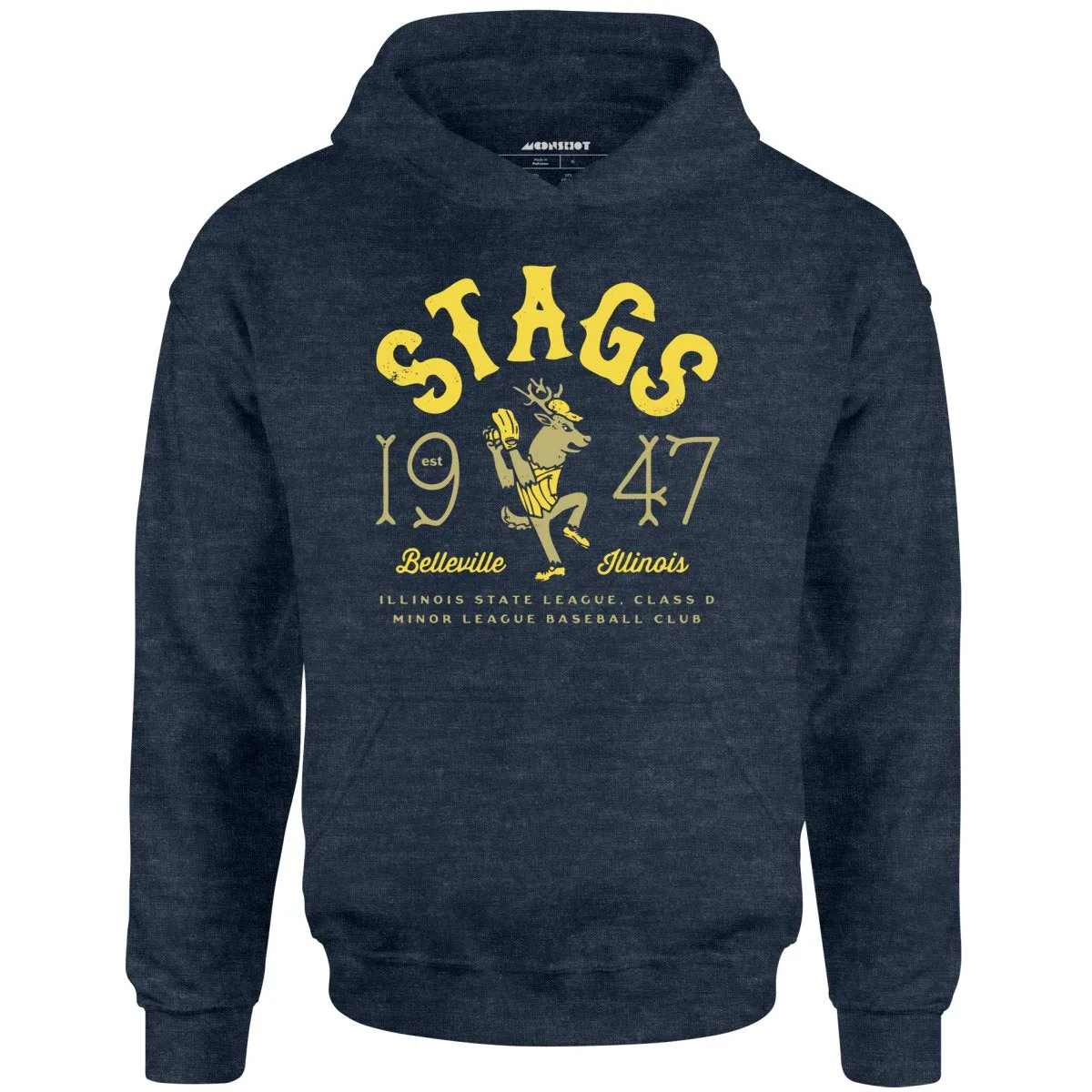 Belleville Stags - Illinois - Vintage Defunct Baseball Teams - Unisex Hoodie