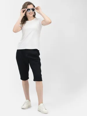 Black Stretchable Denim Shorts