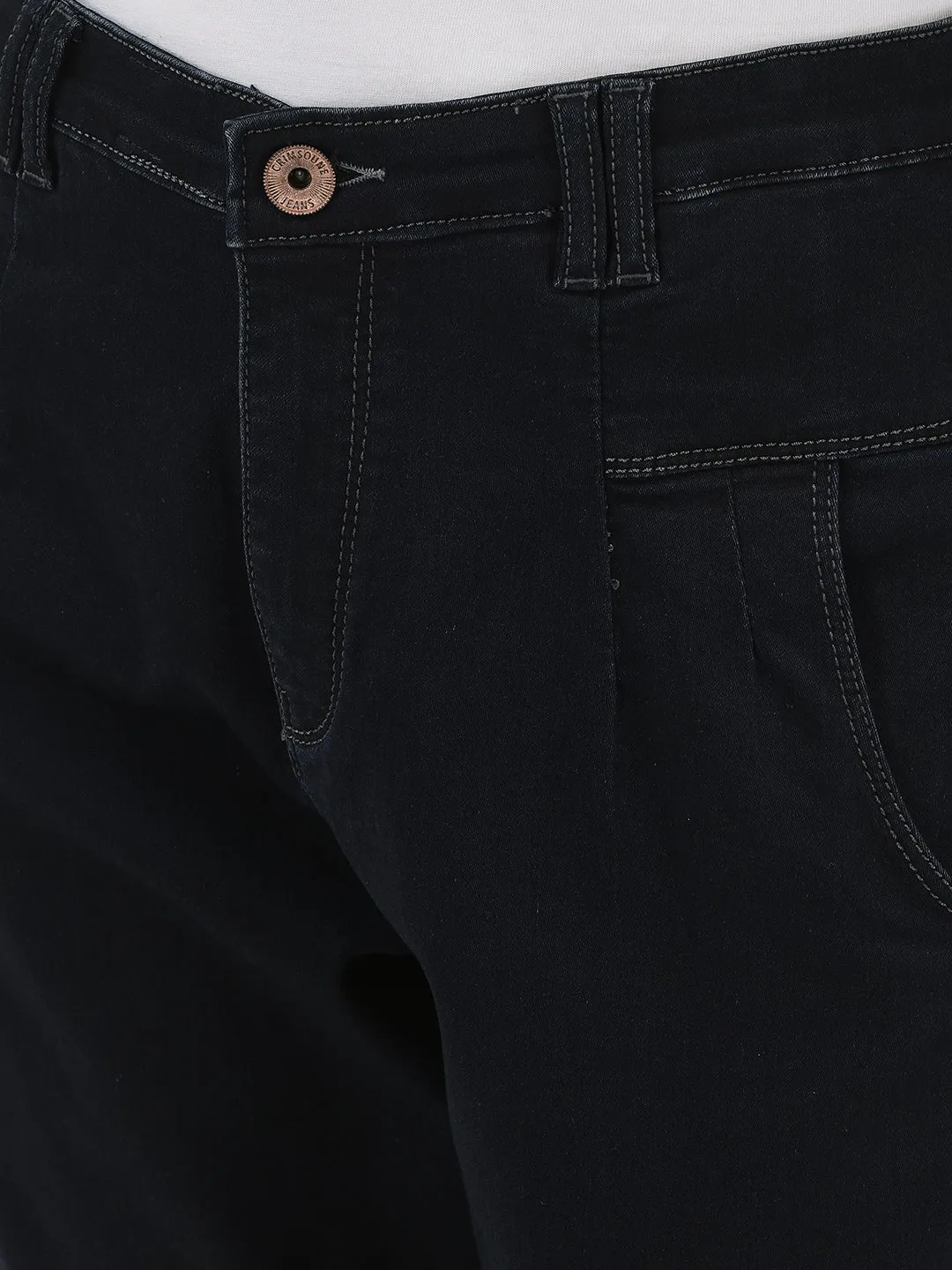 Black Stretchable Denim Shorts