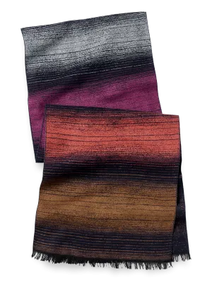 Bold Stripe Brushed Silk Scarf - Rust Multi