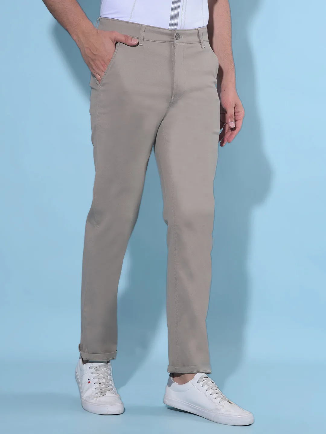 Brown Straight Cotton Trousers
