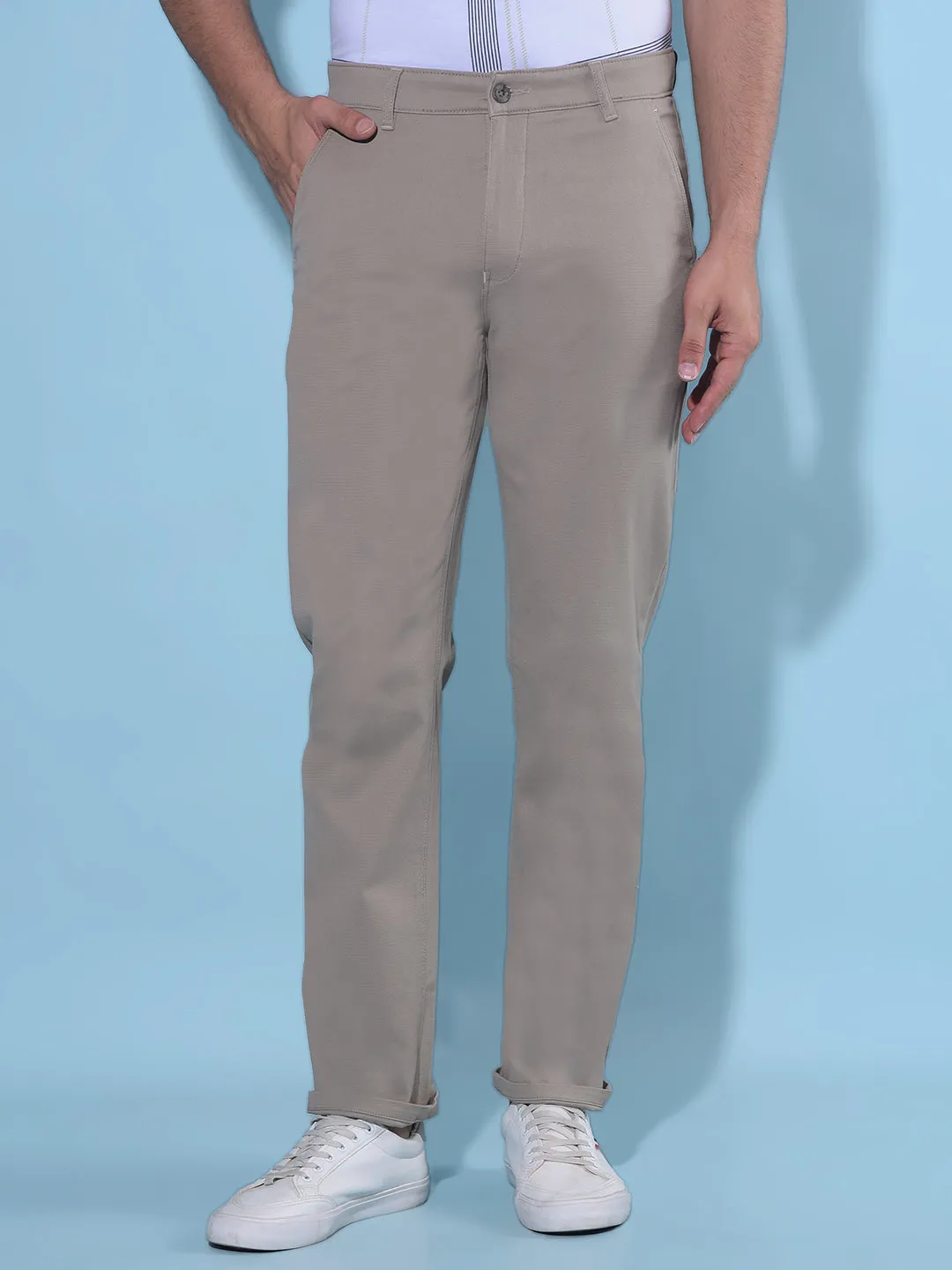 Brown Straight Cotton Trousers