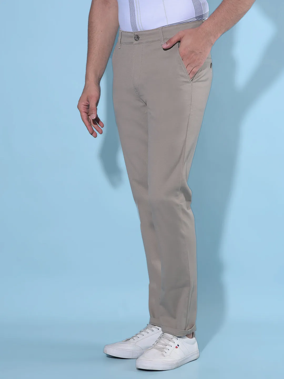 Brown Straight Cotton Trousers