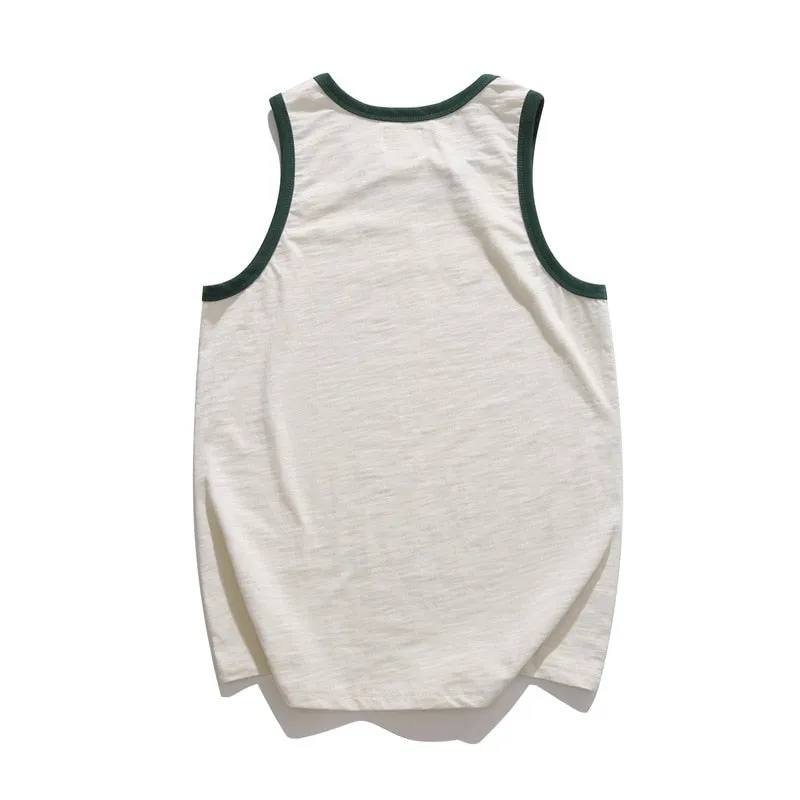 Chinese Letter Print Vintage Style Breathable Tank Top