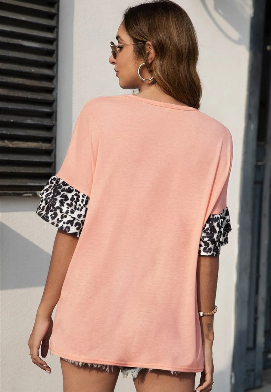 Contrast Leopard Print Tee
