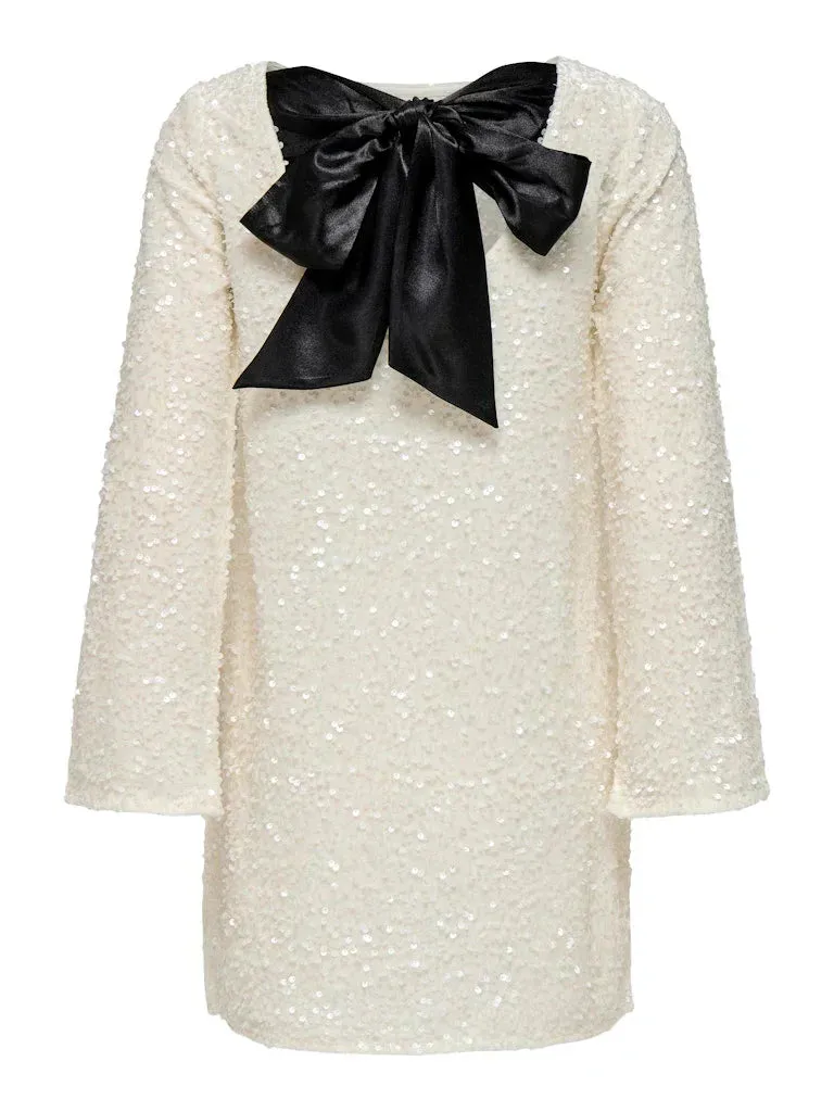 Dance All Night Sequin Back Tie Up Bow Loose Mini Cute Dress