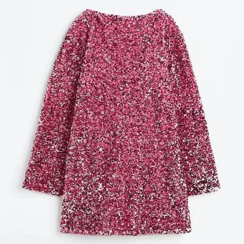 Dance All Night Sequin Back Tie Up Bow Loose Mini Cute Dress
