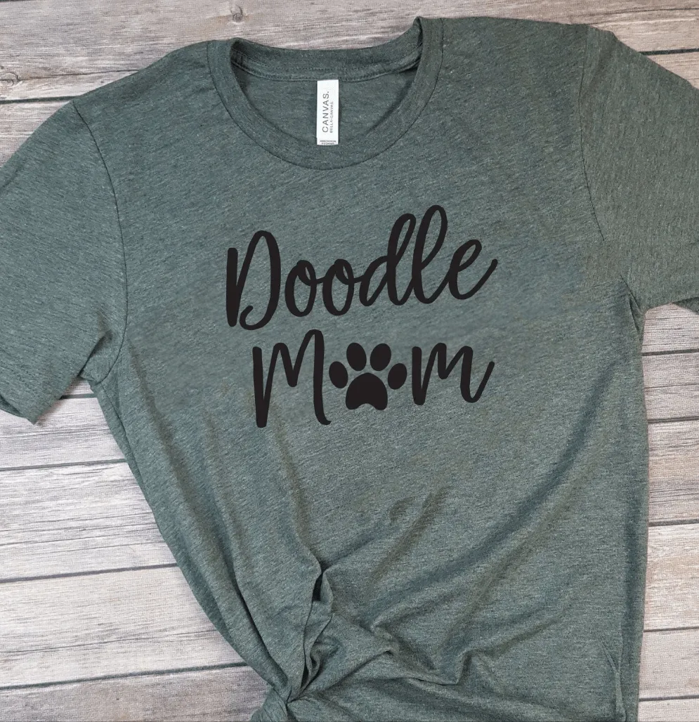 Doodle Mom with Paw Print Super Soft Dark Grey Cotton Comfy T-Shirt