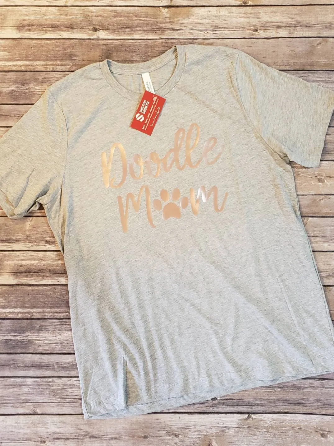 Doodle Mom with Paw Print Super Soft Dark Grey Cotton Comfy T-Shirt