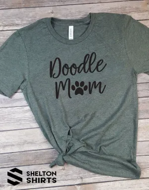 Doodle Mom with Paw Print Super Soft Dark Grey Cotton Comfy T-Shirt