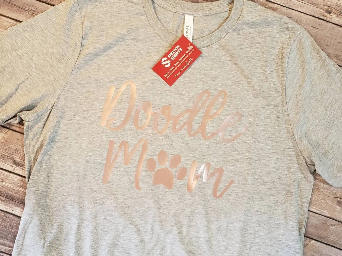 Doodle Mom with Paw Print Super Soft Dark Grey Cotton Comfy T-Shirt