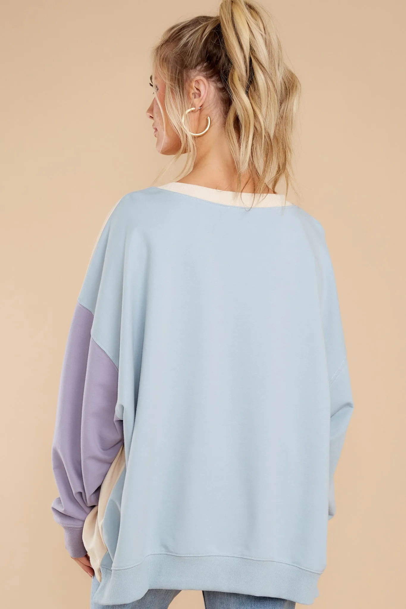 Energized Feeling Taupe Colorblock Sweatshirt