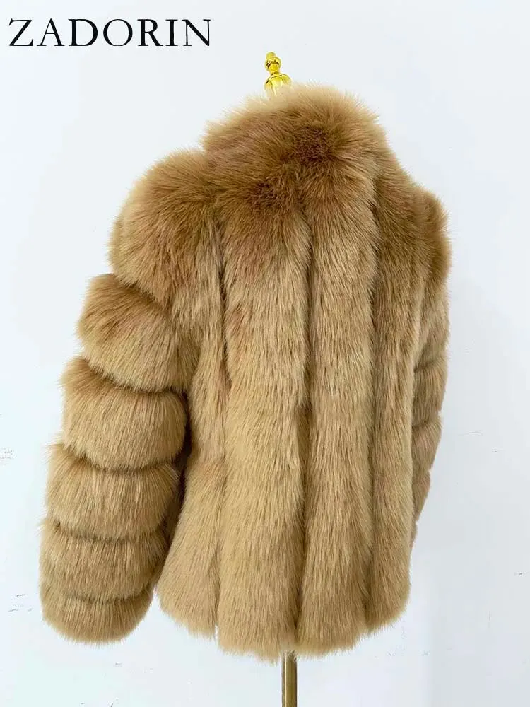 Faux Fur Winter Jackets for  Women & Girls - Luxury Thick, Warm, Stand-Up Collar Fur Jackets