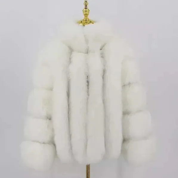 Faux Fur Winter Jackets for  Women & Girls - Luxury Thick, Warm, Stand-Up Collar Fur Jackets