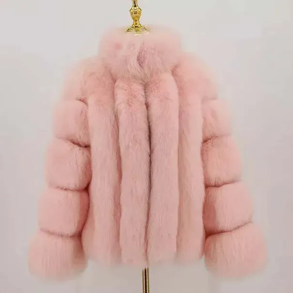 Faux Fur Winter Jackets for  Women & Girls - Luxury Thick, Warm, Stand-Up Collar Fur Jackets