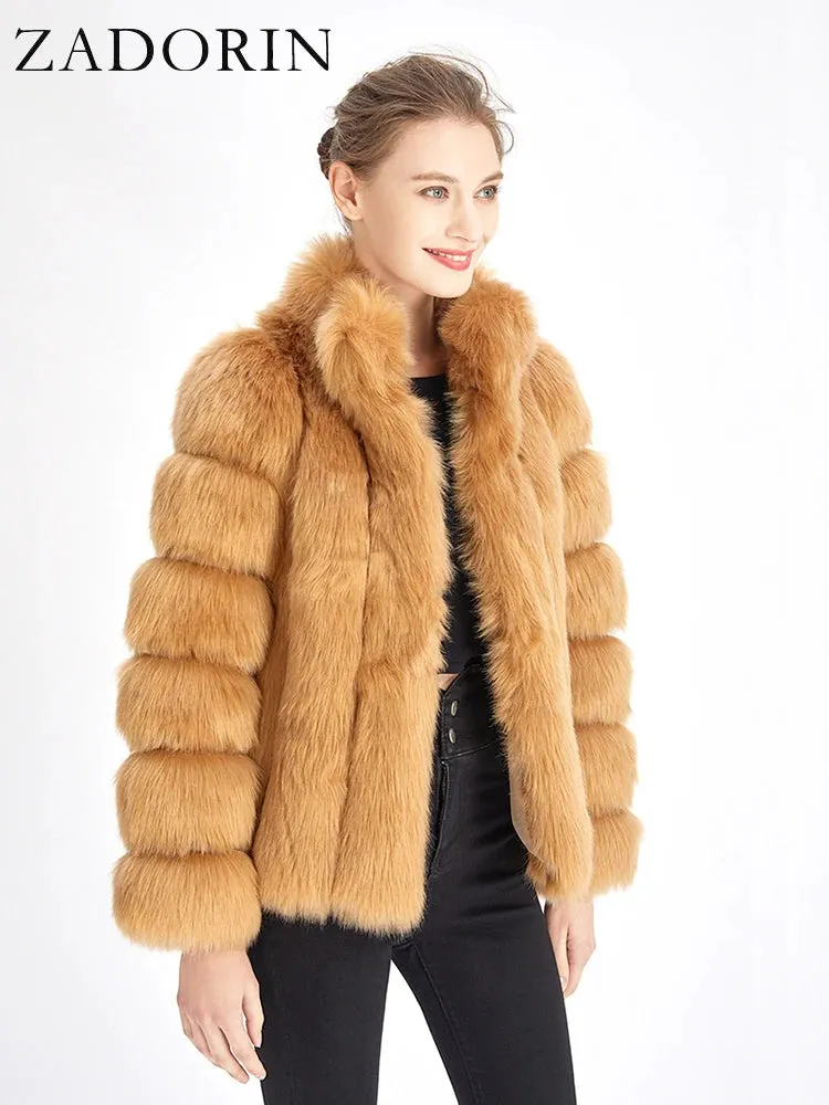 Faux Fur Winter Jackets for  Women & Girls - Luxury Thick, Warm, Stand-Up Collar Fur Jackets