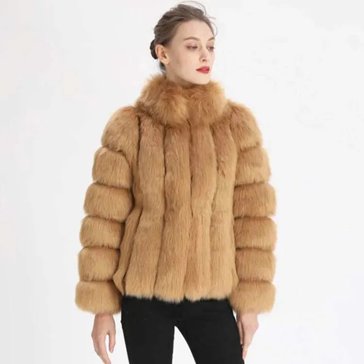 Faux Fur Winter Jackets for  Women & Girls - Luxury Thick, Warm, Stand-Up Collar Fur Jackets