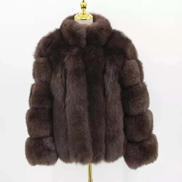 Faux Fur Winter Jackets for  Women & Girls - Luxury Thick, Warm, Stand-Up Collar Fur Jackets