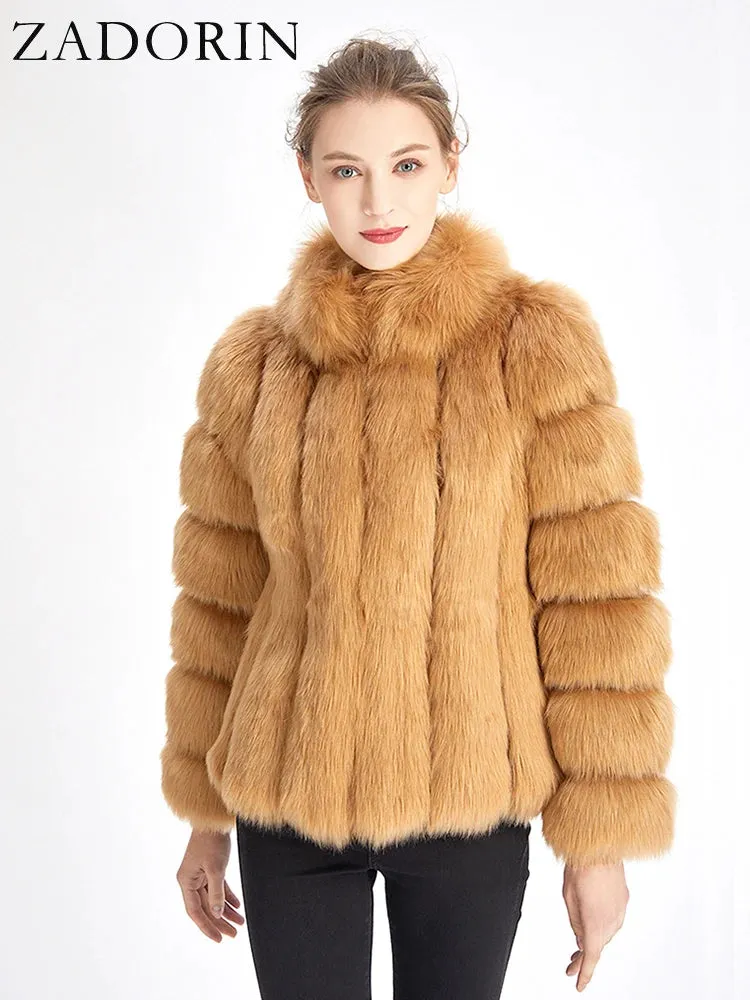 Faux Fur Winter Jackets for  Women & Girls - Luxury Thick, Warm, Stand-Up Collar Fur Jackets