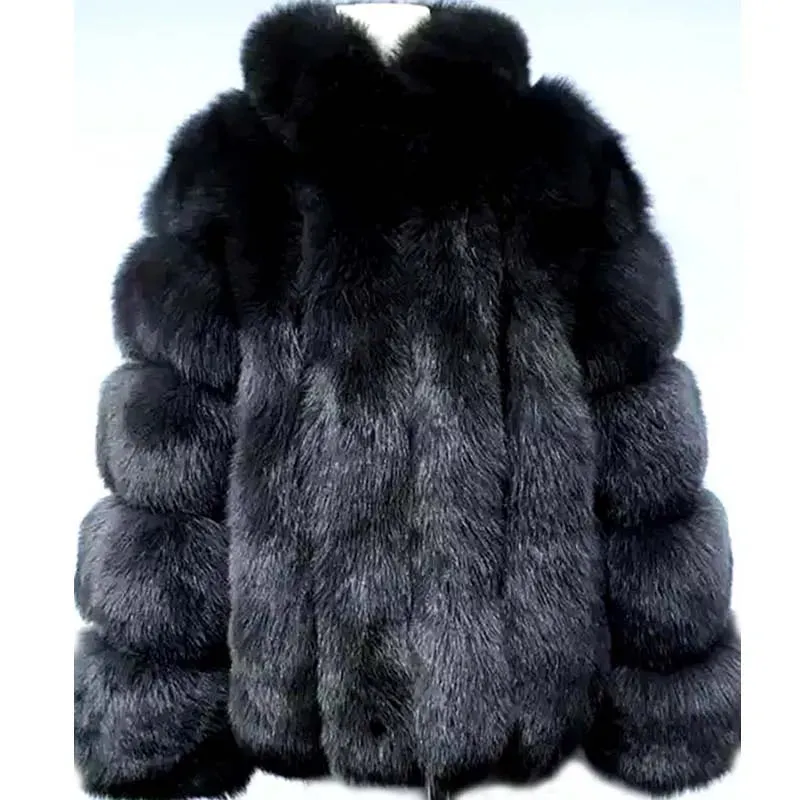 Faux Fur Winter Jackets for  Women & Girls - Luxury Thick, Warm, Stand-Up Collar Fur Jackets