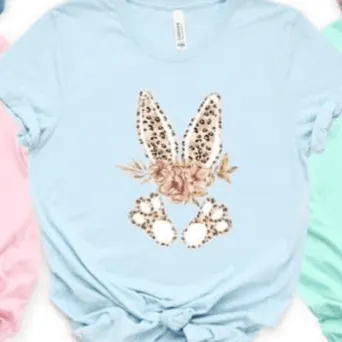 Floral Easter Bunny  Personalized  - Easter T-shirt.