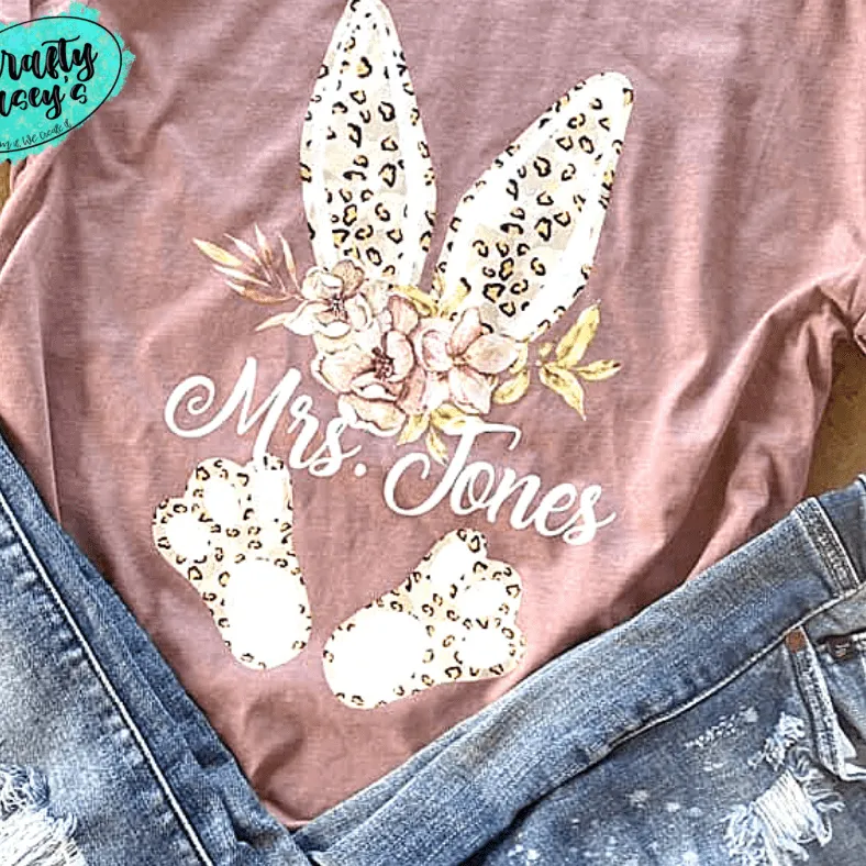 Floral Easter Bunny  Personalized  - Easter T-shirt.