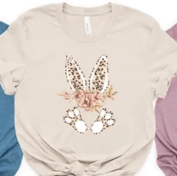Floral Easter Bunny  Personalized  - Easter T-shirt.