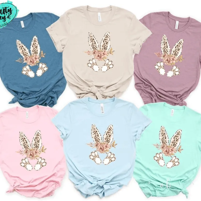 Floral Easter Bunny  Personalized  - Easter T-shirt.