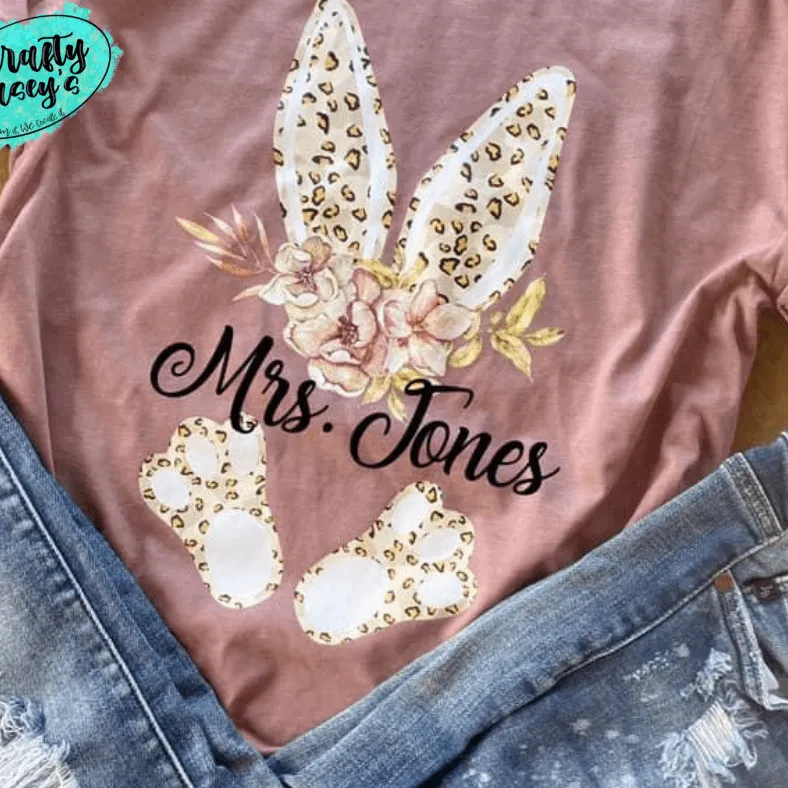 Floral Easter Bunny  Personalized  - Easter T-shirt.