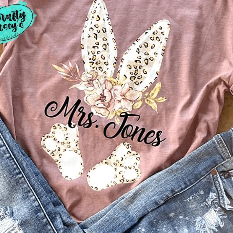 Floral Easter Bunny  Personalized  - Easter T-shirt.