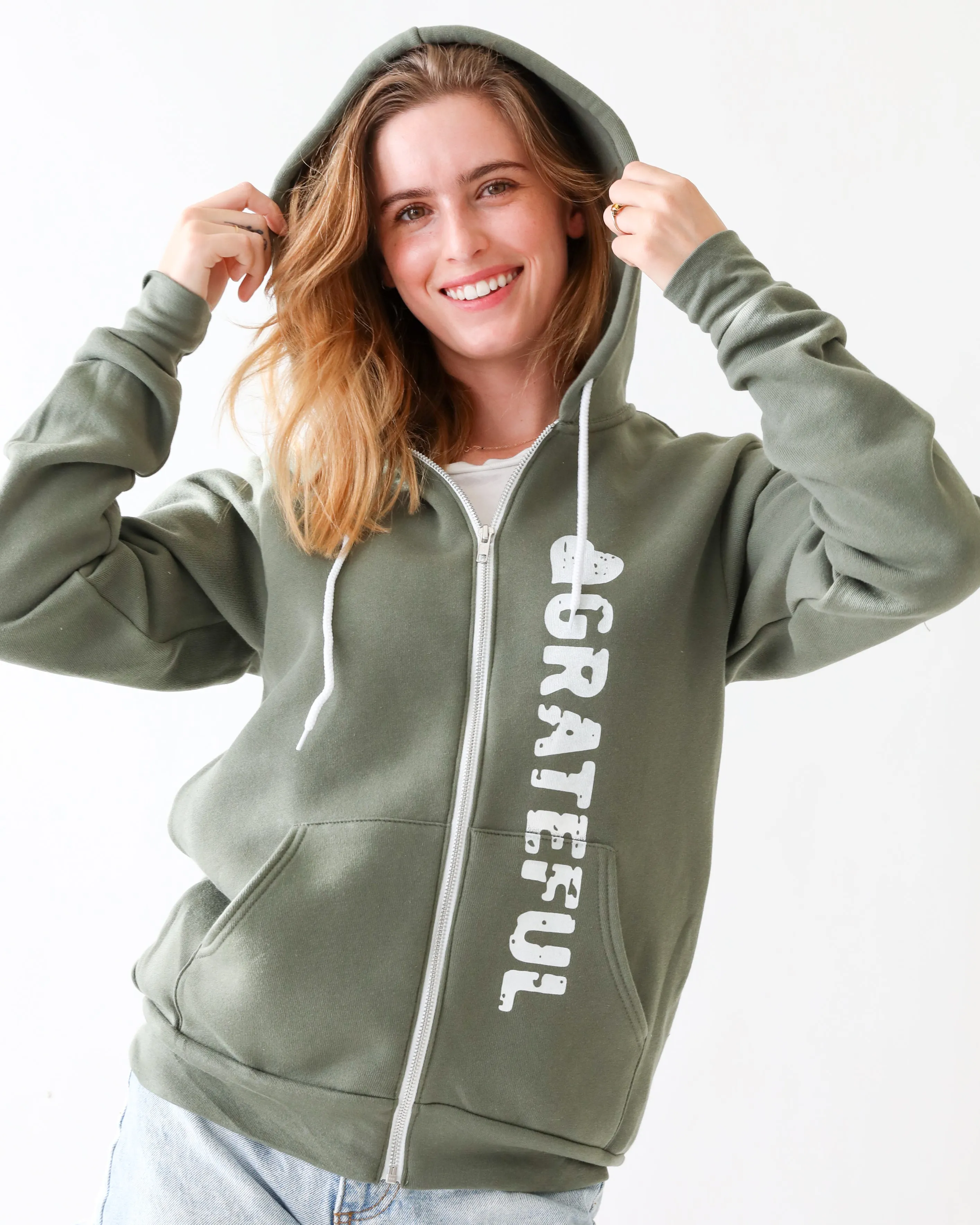 Grateful - Moss Unisex Fleece Hoodie