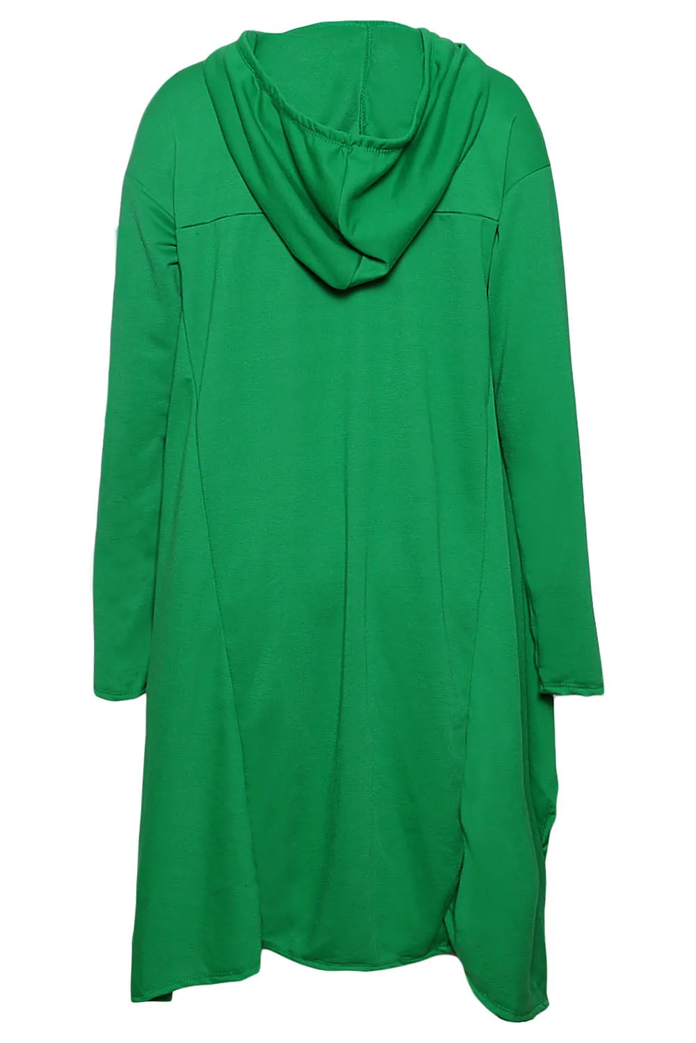 Green Plain Drawstring Irregular Oversize Hoodie